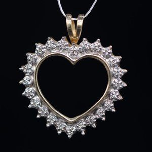 10k yellow gold diamond heart pendant